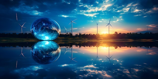 Photo renewable energy uses earths natural resources to generate electricity sustainably concept renewable energy sustainable power earth39s resources electricity generation environmental conservation