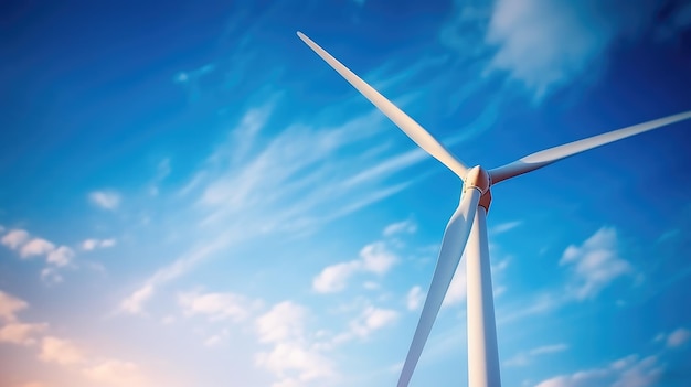 Renewable Energy Wind Turbine in Clear Blue Sky