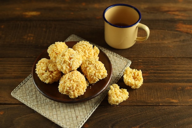 Rengginang or Rangginang, Indonesian Traditional Rice Cracker, made from Rice or Glutinous Rice