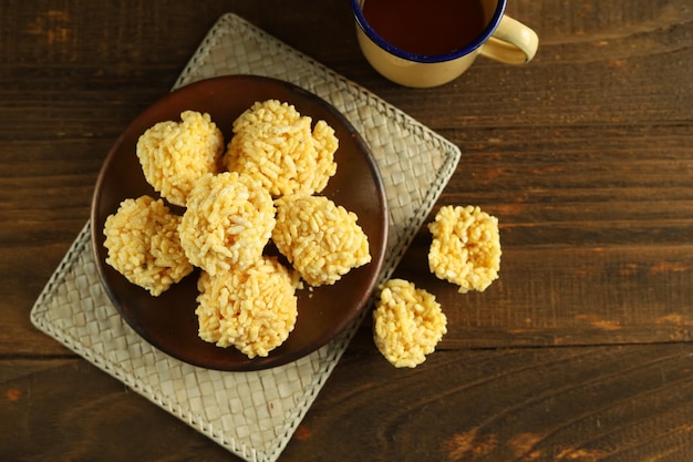 Rengginang or Rangginang, Indonesian Traditional Rice Cracker, made from Rice or Glutinous Rice