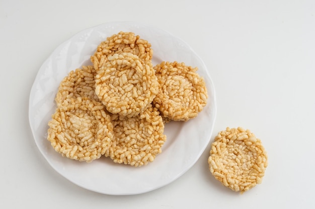 Rengginang or traditional rice cracker Indonesian traditional snacks made from glutinous rice