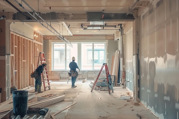 Renovation Workers at Construction Site