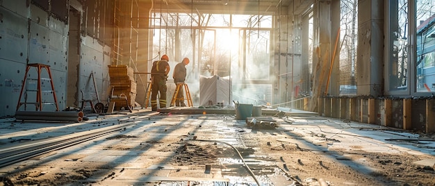 Renovation Workers at Construction Site