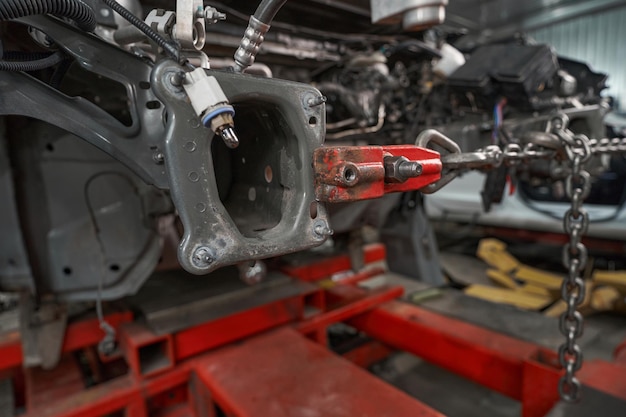 Repair of car parts in service center closeup photo