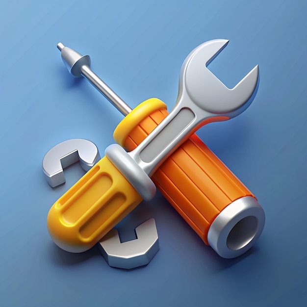 Repair tools with wrench and screwdriver Fix and repair concept 3d vector icon Cartoon minimal style