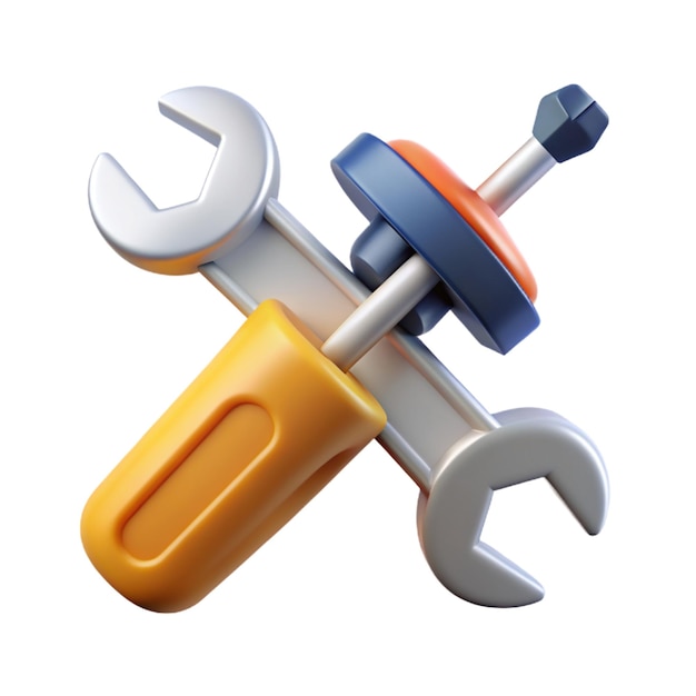 Repair tools with wrench and screwdriver Fix and repair concept 3d vector icon Cartoon minimal style