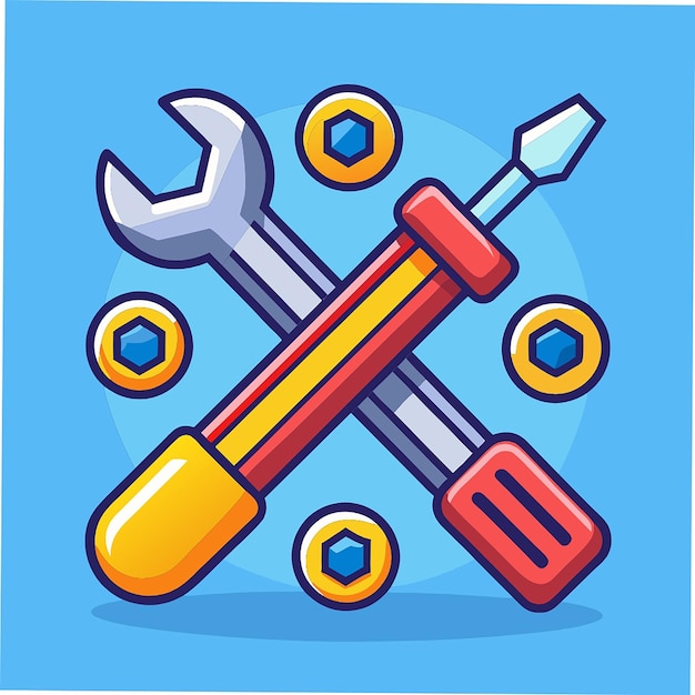 Photo repair tools with wrench and screwdriver fix and repair concept 3d vector icon cartoon minimal style