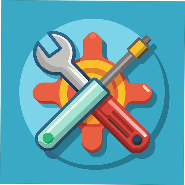 Photo repair tools with wrench and screwdriver fix and repair concept 3d vector icon cartoon minimal style