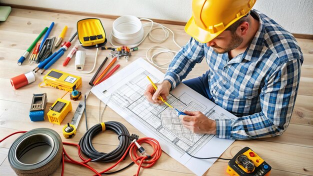 Photo repairer making electricity project in house