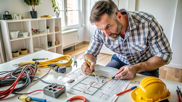 Photo repairer making electricity project in house