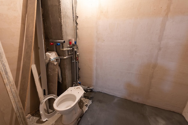 Repairs in the bathroom. plumbing and toilet