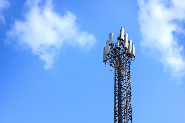 Repeater stations or Telecommunications tower in  blue sky