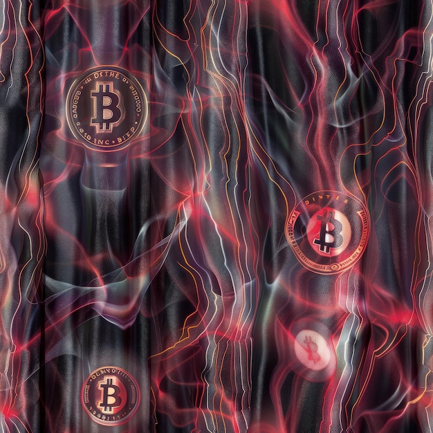 Photo repeating clothing pattern diamond hands cradling glowing bitcoin logo