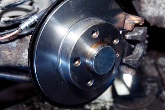 replacement of brake disks of the car brake system repair