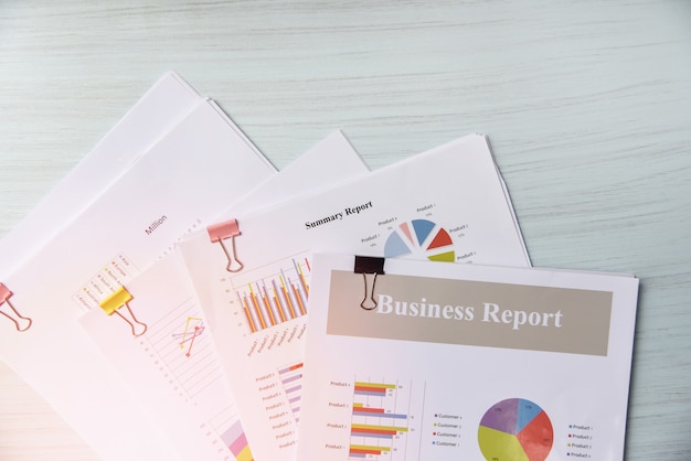 Report paper document present financial and business report graph chart