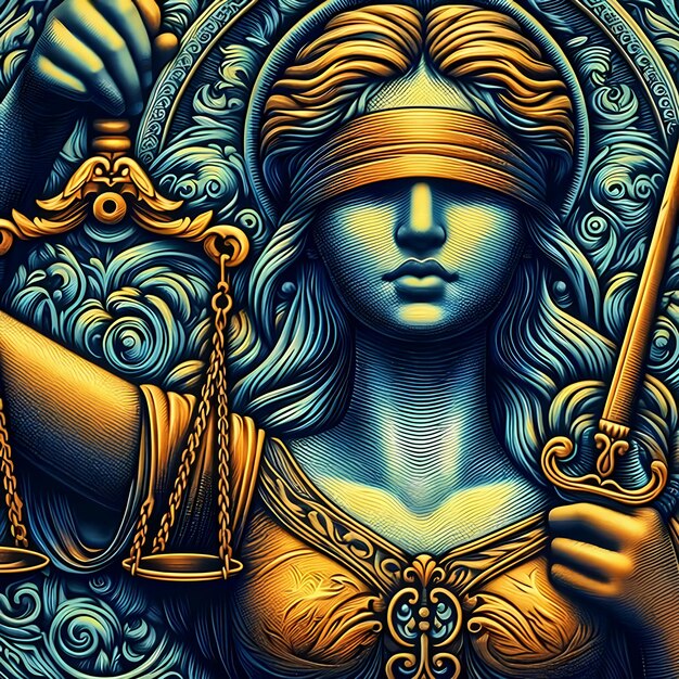 Photo the representation of the goddess of justice