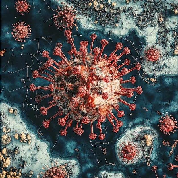 Photo a representation of the spread of a pandemic with a map showing infection rates and hotspots