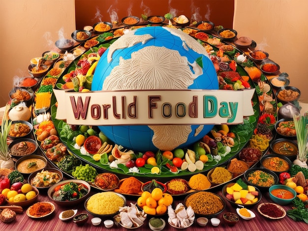 Photo representation world food day typography design