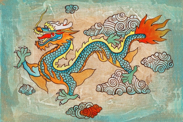 Reproduction Painting Flying Dragon Canvas Acrylic Chinese Style