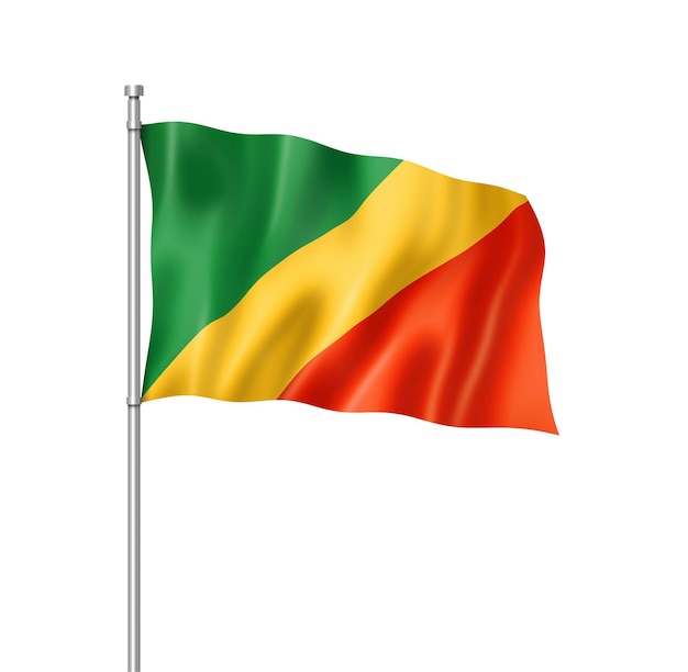 Republic of the Congo flag three dimensional render isolated on white