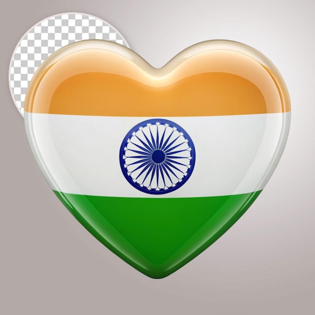 Republic day india heart flag on transparent background