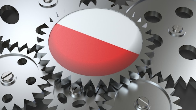 Republic of Poland flag with gears