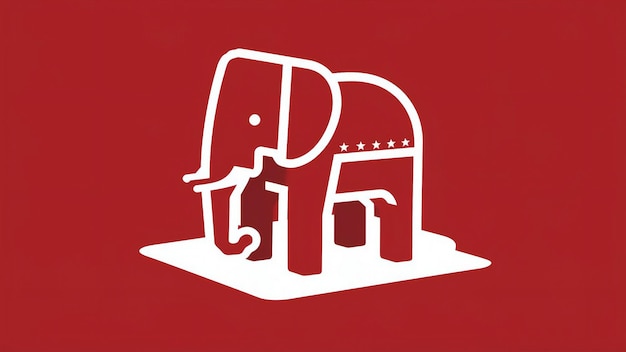 Republican elephant pictogram with USA national flag is isolated on a white background