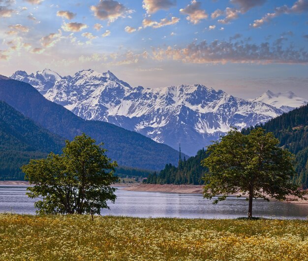 Reschensee summer landscape Austria