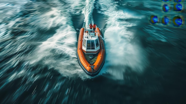 Rescue boat speeding towards emergency