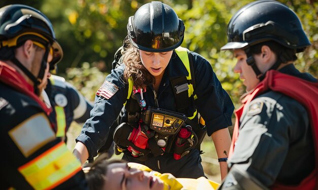 Photo rescue team carrying a stretcher