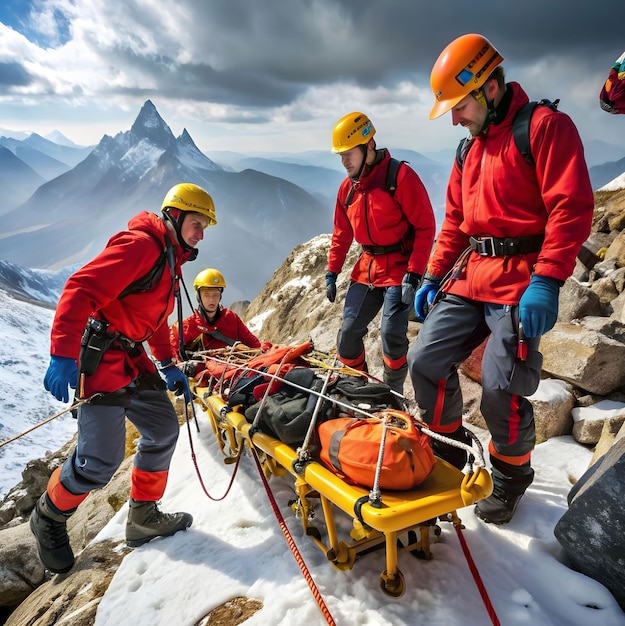 rescue work in the mountains