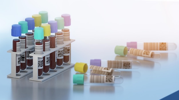 The research studies blood samples for treatmenthuman blood test information3d rendering