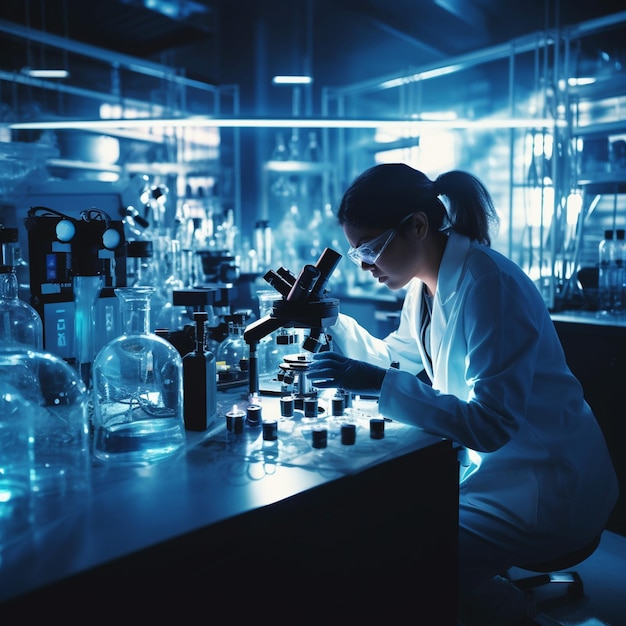 Researcher conduct scientific research in the laboratory