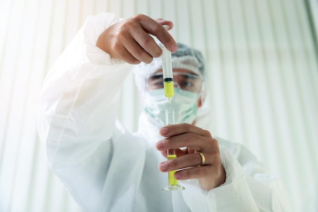 Researcher test blood plasma in the laboratory