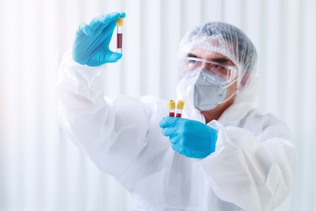 Researchers test blood samples in the laboratory.