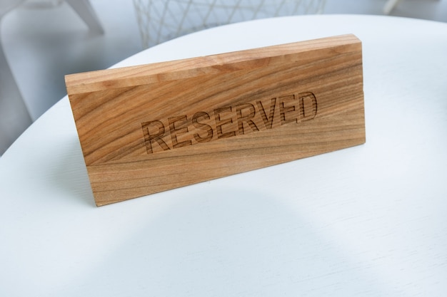 Reserved Table sign restaurant cafe tag outside terrace summer text