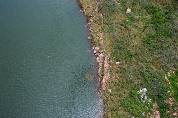 Reservoir view, top view, amazing nature background