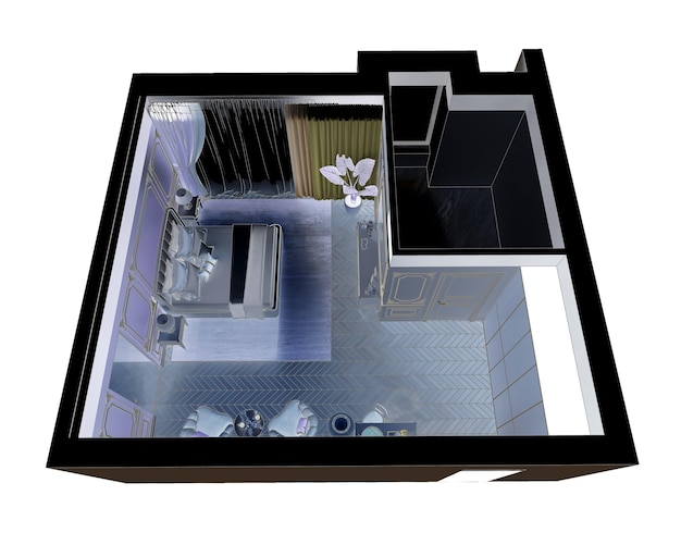 residential interior visualization, 3D illustration