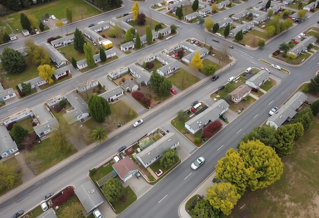 Photo a residential neighborhood with a few cars and a car parked on the street