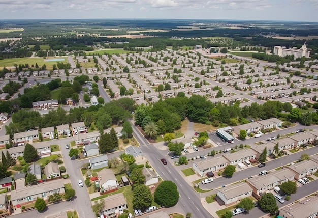 Photo a residential neighborhood with a street and a street with houses on the side