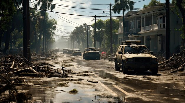 Residential Street After Disaster