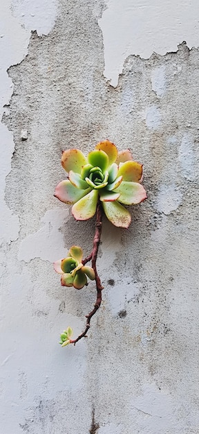 Photo resilient succulent growing on weathered wall natures beauty in urban settings