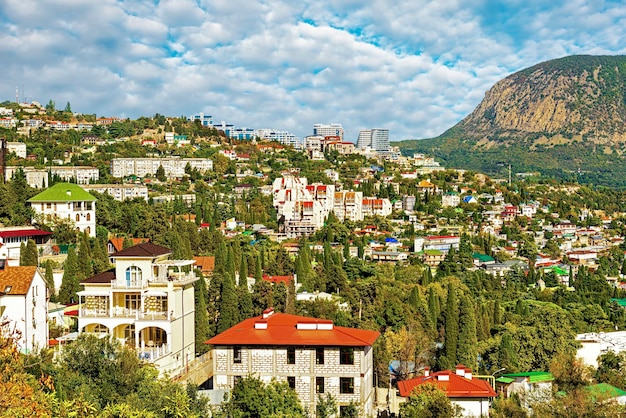 The resort town of Gurzuf panoramic view from above