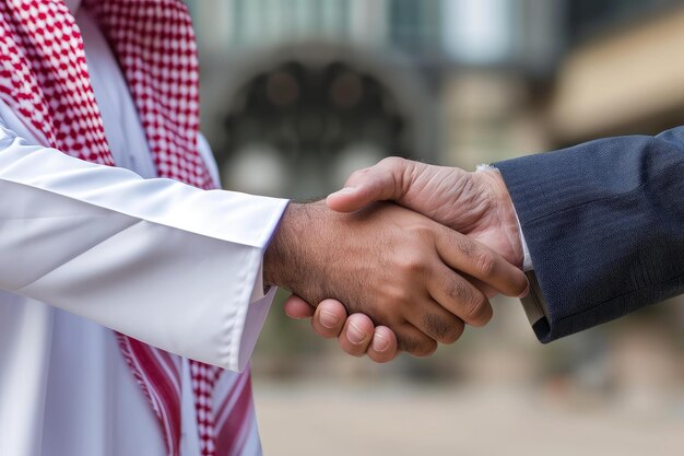 Respectful Arab business handshake Generate AI