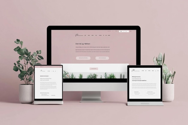 Photo responsive website mockup on devices