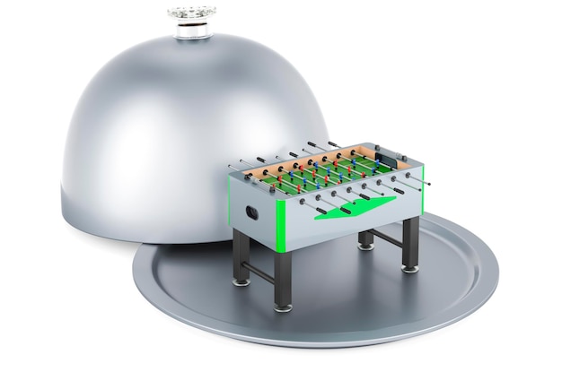 Restaurant cloche with table football 3D rendering