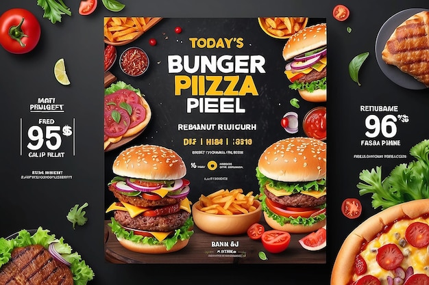 Restaurant discount food Burger Flyer Design Todays Menu snake Chinese meal ad Template