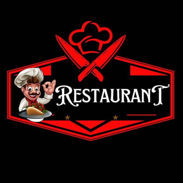 Restaurant label in black background