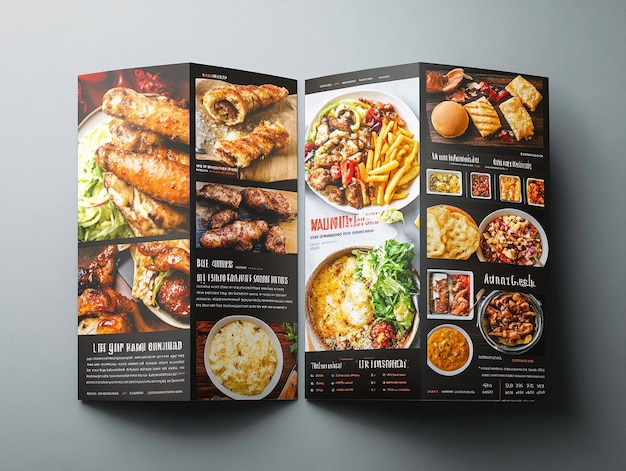 Photo restaurant menu design mockup