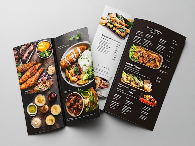 Photo restaurant menu design mockup